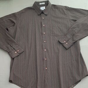 Boulevard Men's Casual Button-Down Shirt in Brown and Gray - Size XXLT